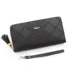 Nuevo Billetero Largo para Mujer, Bolso de Mano de PU Simple con Estampado de Cuadros, Organizador con Cremallera, Múltiples Ranuras para Tarjetas, Bolsillo para Teléfono y Billetera para Monedas
