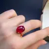 Anel de Rubi Recém-Criado, Rubi Premium, Pedra Principal de Cristal Ultra Transparente 10*14mm, Prata S925