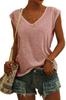 En Stock Amazon Verano Europeo y Americano Color Sólido Manga Corta Cuello en V Casual Holgado Camiseta sin Mangas Camiseta de Manga Corta para Mujer
