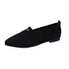 Sapatos Loafer Apontados com Camélia Retrô Femininos Camurça Baixo Plano Sapatos Individuais Outono Inverno Trabalho Travessia de Fronteira Sapatos Femininos