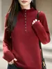 Elegante suéter de cuello medio alto 100% lana pura 2026 otoño/invierno nuevo para mujer, adelgazante, elegante, suave