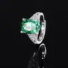 Joia Huabi Nova 2024 Ouro Cobre Banhado Diamante de Alto Carbono Corte Flor de Gelo Ovo de Pombo Conjunto de Anel de Cobre Feminino 10*14