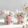 Jiahuimei Molde de Silicona para Velas de Oso en Pareja DIY Día de San Valentín Oso Sosteniendo Flores Molde de Yeso Aromaterapia Hecho a Mano