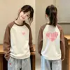 Ropa interior térmica para niñas con forro polar para otoño e invierno, ropa interior casual, cuello redondo, mangas largas en bloques de color, tejido cepillado, para niños de talla mediana y grande, top cálido