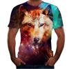 E-commerce Transfronteiriço Fornecimento Cinza Lobo Colorido de Gelo e Neve Impressão Digital 3D Camiseta Masculina de Verão com Gola Redonda e Manga Curta