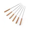Brochetas de Acero Inoxidable con Mango de Madera para Barbacoa Tenedor para Fondue de Queso Herramientas para Barbacoa al Aire Libre Fáciles de Usar Brochetas Picantes Calientes para Barbacoa
