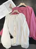 Camisa delgada de manga larga abotonada a la moda estilo coreano que reduce la edad 2026 primavera-verano elegante cuello redondo fruncido estilo suave para mujer