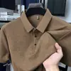 Camiseta de Manga Corta de Verano para Hombre Camisa Polo con Cuello Lapel Delgada de Moda Estampada Casual Ropa de Papá Tendencia Top de Nylon