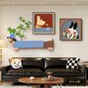 Pintura Decorativa para Sala de Estar de Arte de Nicho, Plantas Verdes Simuladas, Pintura para Pared de Fondo de Sofá, Pintura Divertida de Dibujos Animados para Colgar en la Habitación de Niños