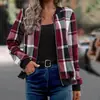 Amazon 2025 Nueva Chaqueta de Béisbol a Cuadros con Cremallera Estilo Europeo y Americano Transfronteriza para Mujer Commuter Chaqueta de Otoño e Invierno