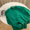 Otoño Nuevo Retro Versátil Cintura Suelta Abotonada Camisa de Pana para Mujer Manga Larga Diseño Elegante Camisa Gruesa