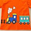 Camiseta da Moda Estilo Europeu e Americano para Meninos 2025 Verão Novo Estampa de Trem de Desenho Animado Infantil Top de Manga Curta com Gola Redonda