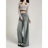 Jeans Retro Americanos Desgastados para Mujer, Primavera y Otoño, Tallas Grandes, Cuerpo en Forma de Pera, Cintura Alta, Corte Holgado, Pantalones de Pierna Ancha Adelgazantes