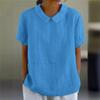 En Stock Aliexpress Estación Independiente Wish Más Vendido Nuevo Suelto Solapa Camisa Algodón Manga Corta Top de Mujer