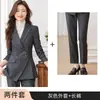 Traje Listrado Traje para Mulheres 2025 Nova Primavera & Outono Formal Profissional Elegante Gerente de Hotel Recepção Trabalho em Banco
