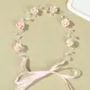 Diadema Azul de Rosa Perla Cristalizada de Cruzar Fronteras, Guirnalda Azul Marino, Accesorios de Boda, Accesorios para el Cabello de Novia