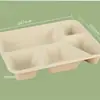 Caixa de Almoço Biodegradável com Múltiplos Compartimentos Fibra de Bambu Quatro Compartimentos Cinco Compartimentos Caixa de Embalagem para Viagem Caixa de Fast Food Caixa de Almoço Atacado Micro-ondas