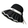 Sombrero de Sol para Mujer con Lazo Primavera y Verano, Sombrero de Pescador Versátil y Transpirable, Sombrero de Paja para Exteriores Anti-UV, Sombrero de Protección Solar