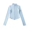 Jaqueta Cardigan de Veludo Estilo Americano com Gola Alta e Zíper Duplo, Novo Modelo Outono e Inverno, Top Curto Justo de Cintura Alta Curva com Gola Alta