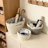 Cesta de armazenamento em tecido trançado de imitação de rattan, cesta de armazenamento trançada para itens diversos de mesa em casa, cesta de armazenamento de brinquedos e roupas