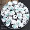 Película de aço oval contas de cerâmica azul e branca contas de porcelana feitas à mão diy joias pequenas em forma de barril acessórios para pulseira material atacado