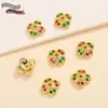 Banho de Cobre Ouro Verdadeiro 18K Micro Diamante Torus Oco Pingente Óleo Espaçador Acessórios para Pulseira Colar de Miçangas DIY