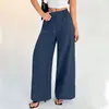 2026 Moda Feminina Verão Transfronteiriça Elegante e Estilosa Calças Casuais de Cintura Média Regular com Barra Larga Tendência
