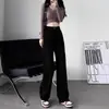 Jeans Negros de Pierna Ancha Estrecha para Mujer 2024 Nuevo Otoño e Invierno Cintura Alta Rectos Sueltos Petite Pantalones de Piso