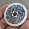 Colgante de moneda de cobre con forma de fantasma de montaña de cinabrio de latón puro de estilo antiguo, colgante de moneda de cobre con chismes de Qiankun, adornos de joyería con monedas de cobre taoístas