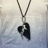 Collar Sencillo de Cuero Estilo Coreano Amor Perro Espejo de Maquillaje Collar Largo Tejido para Colgar en Bolso