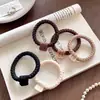 Goma para el pelo de estilo coreano simple con letra, alta elasticidad, para mujeres, para moño, cuerda para el pelo gruesa, accesorio para el pelo, color café