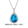 Pingente Brilhante de Diamante com Borda Travada Cheio de Diamantes Pingente de Pedra Preciosa Colorida Esmeralda em Formato de Gota d'Água Colar de Noivado de Luxo Europeu e Americano Banhado a 18K