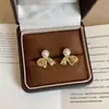 Brincos de Pérola com Laço Vazado Estilo Francês para Mulheres, Brincos Doces e Modernos Tendência para o Dia a Dia