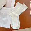 Meias Brancas Vazadas Estilo Ballet para Mulheres, Meias de Cano Médio, Meias Slouch Finas da Moda para o Verão, Meias Longas Fofas Estilo JK Japonês