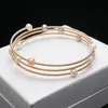 Pulsera de Anillo Triple de Perlas de Agua Dulce Natural de Moda para Mujer Pulsera Enrollada de Oro de 14k Pulsera Sencilla de Perla Redonda