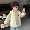 Camisas de Primavera y Otoño para Niños, Tops Casuales de Moda para Bebés, Cárdigans de Algodón Handsome para Niños Pequeños y Medianos, Camisas de Color Puro para Niños, Moderno