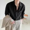 Camisa de color sólido estilo Hong Kong de primavera y verano para hombre, camisa de manga larga de alta calidad de moda de estilo coreano, blusa holgada informal