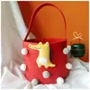 Bolsa de Feltro Desenho Animado Bolsa Tote de Natal Presente de Primeiro Aniversário Criativa Fofa Bola de Lã Bolsa Tote Infantil Espessada