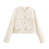 Blazer de Mujer Versátil y a la Moda de Estilo Europeo y Americano de Doble Hilera con Solapa Corta de Cuello Redondo Estilo Chanel para Mujer en Otoño