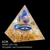 Transfronterizo 6cm Cristal Natural Letra Dorada Adorno Decorativo de Escritorio para el Hogar Pirámide de Resina para Chakra Yoga Meditación