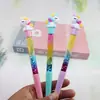 Nueva serie de Unicornio linda cabeza de goma suave corazón de niña estudiante pluma de agua celebridad de Internet pluma de gel con arena movediza palo de niña hada