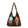 Bolsa de Peluche de Gran Capacidad 2025 Otoño e Invierno Nuevo Bolso de Hombro Retro Moda Casual Tendencia Bolso Tote para Viajar Transfronterizo