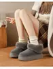 Botas de Neve Quentes com Solado Grosso, Aumento de Altura, Forradas com Lã Grossa, Femininas, Novo Estilo 2026, Sapatos Peludos de Inverno, Botas de Algodão 'Pão' do Nordeste Femininas
