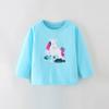 Camiseta de Manga Larga a la Moda Estilo Europeo y Americano para Niñas de 25 Años con Lentejuelas de Unicornio Camiseta Básica de Otoño con Cuello Redondo para Niños Pequeños y Medianos