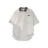 Muxi Ropa #Marca de Moda Americana Camisa POLO Patchwork Falsa de 2 Piezas Camiseta Casual para Hombre Holgada Versátil Ropa de Pareja Manga Corta