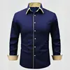 Camisa Masculina Casual de Manga Longa com Cor Contrastante Amazon Business Sem Amassar Elasticidade em Quatro Direções Confortável Tecido Micro-Elástico