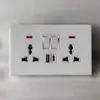 Interruptor de Pared para Hogar de Vidrio Templado Interruptor para Hotel Boutique Plata Estrella Enchufe USB Panel de Interruptores de Comercio Exterior