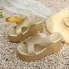 Nuevas Sandalias de Cuña Coreanas de Moda para Verano 2026, de Suela Gruesa, para Exteriores, para Personas Bajitas, Sandalias de Punta Abierta en Tallas Grandes