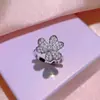 Moda Feminina Trendy da Internet Design de Nicho Brilho de Trevo de Diamante Brilhante Brincos Distintivos Colar Feminino Anel de Flor
