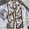 Bufanda de seda de nuevo estilo para mujer, larga, de alta gama, de doble capa, con cinta decorativa, regalo, seda morera, venta al por mayor.